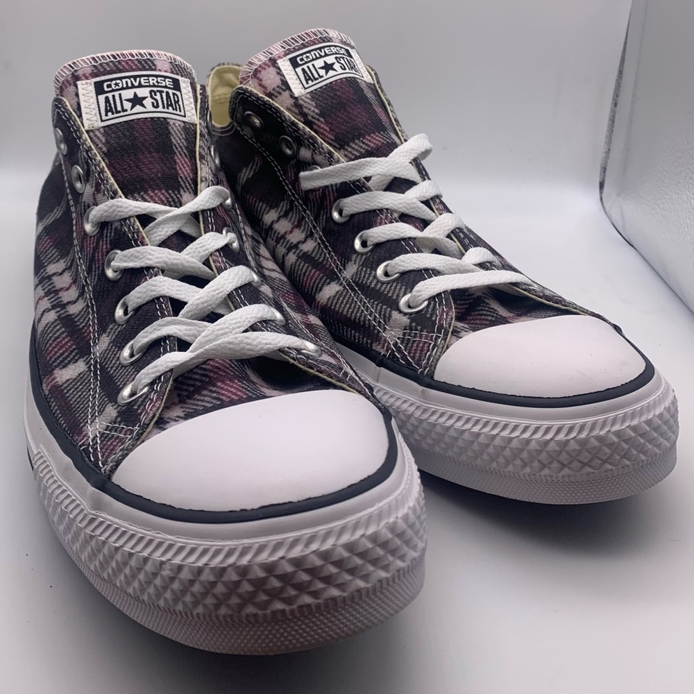 NWT Converse All-Star Ox Low White/Red/Black Plaid UNISEX Size:13